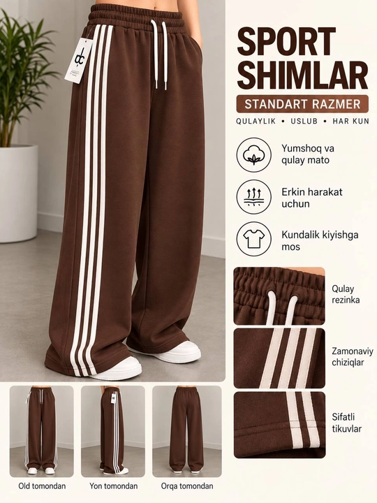 Ayollar uchun keng sport shim – kundalik va sport uslubida - 