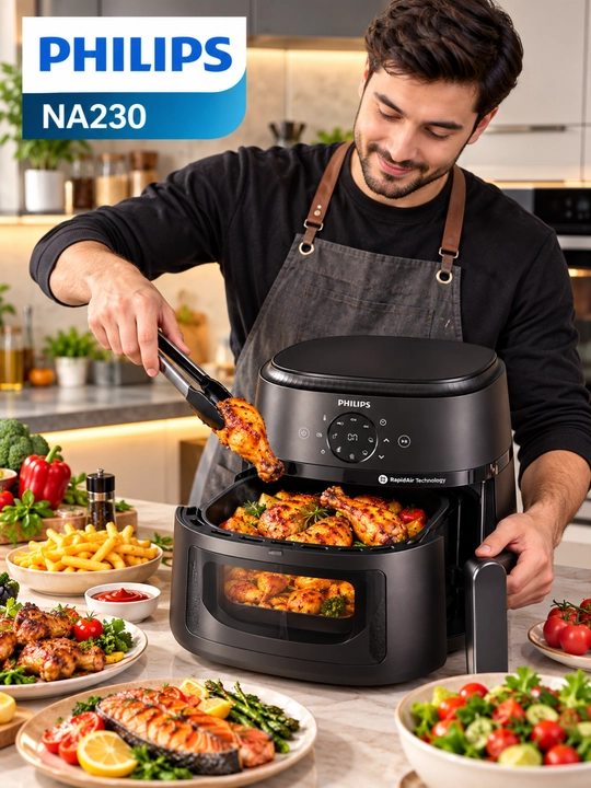 Philips aerogril, elektr havo frituryasi, sensorli boshqaruv, oshxona uchun