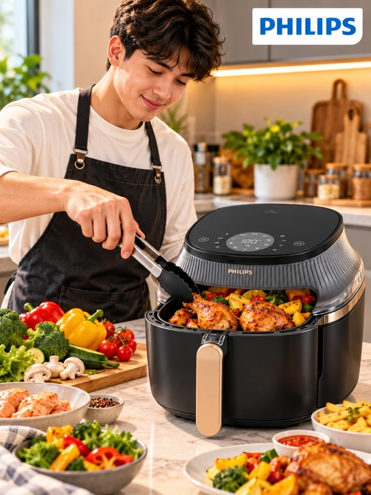 Philips aerogril, elektr havo frituryasi, sensorli boshqaruv, oshxona uchun