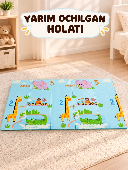 Bolalar uchun ikki tomonlama buklanadigan o‘yin gilamchasi kovrik