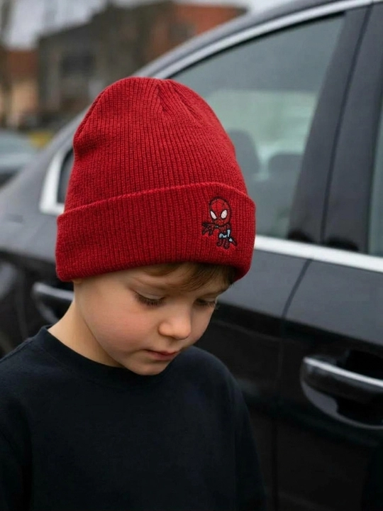 O‘rgimchak odam (Spider-Man) naqshli bolalar uchun trikotaj shapka, 5–10 yosh