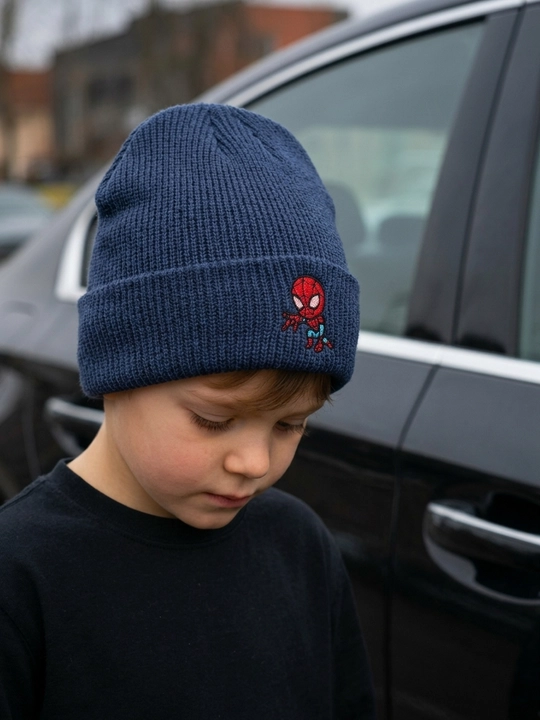 O‘rgimchak odam (Spider-Man) naqshli bolalar uchun trikotaj shapka, 5–10 yosh