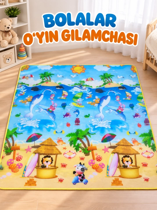 Bolalar uchun ikki tomonlama buklanadigan o‘yin gilamchasi kovrik