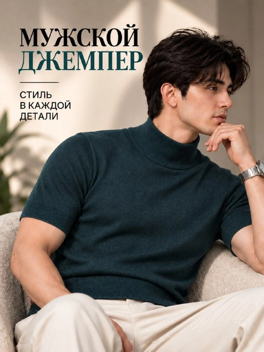 Мужская Американка с коротким рукавом, джемпер, свитер - 
