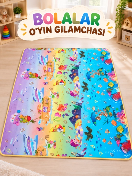 Bolalar uchun ikki tomonlama buklanadigan o‘yin gilamchasi kovrik