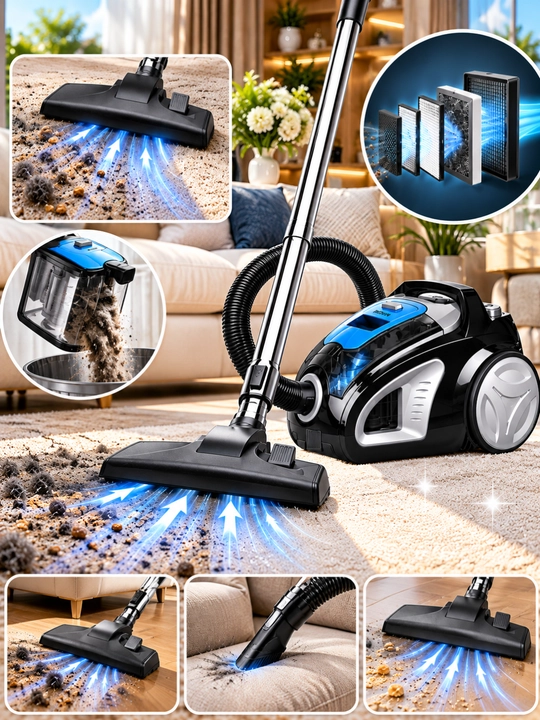 BOHN BS-201 changyutgichi, quvvatli 2300 Vt, HEPA-filtrli, uy va gilamlarni tozalash uchun