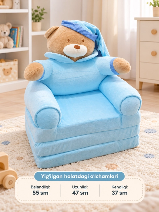 Bolalar uchun yumshoq ochiladigan kreslo krovat bolalar uchun