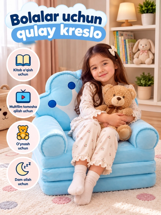 Bolalar uchun yumshoq ochiladigan kreslo krovat bolalar uchun