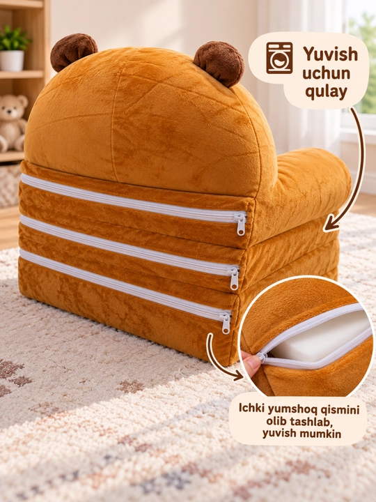 Bolalar uchun yumshoq ochiladigan kreslo krovat bolalar uchun