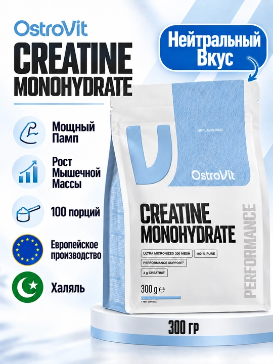 Креатин моногидрат OstroVit, 300 гр, 400 гр, 1 кг