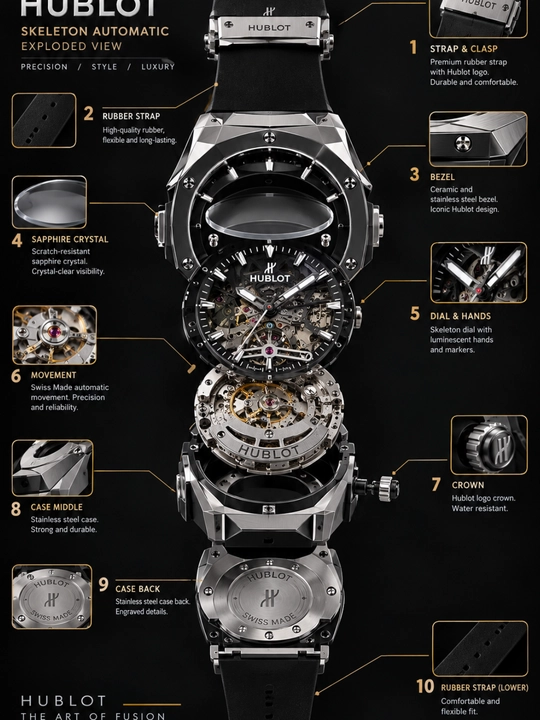 Hublot Skeleton White — Erkaklar uchun zamonaviy qo‘l soati