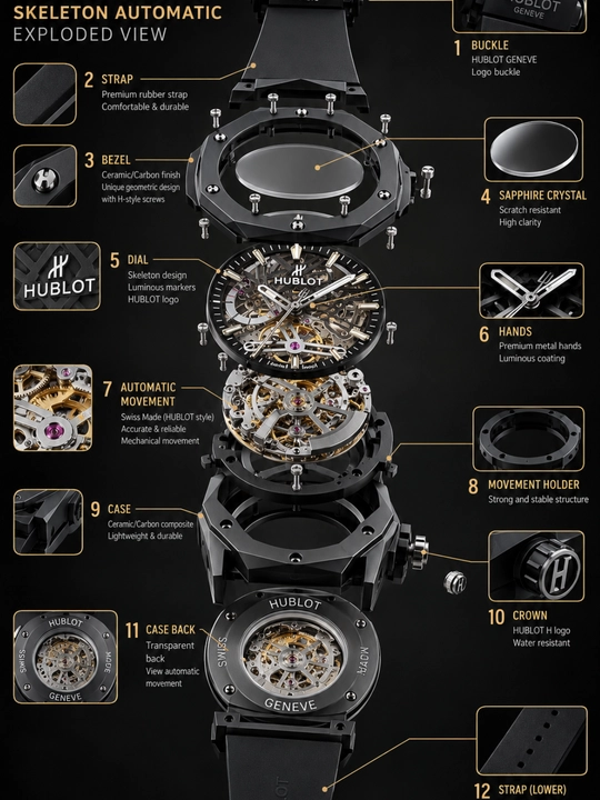 Hublot Skeleton White — Erkaklar uchun zamonaviy qo‘l soati