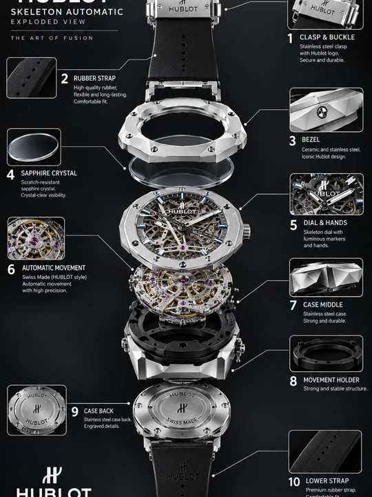 Hublot Skeleton White — Erkaklar uchun zamonaviy qo‘l soati