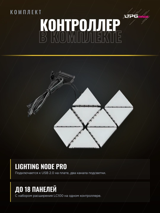 Corsair iCUE LC100 yoritish panellari, boshlang'ich to'plam, 9 ta uchburchak, RGB