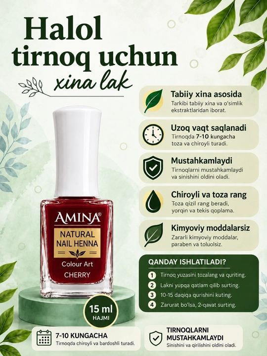 100% halol tabiiy Misr xinasi,  7–10 kun qo‘lda turadi, qizil va qora xina