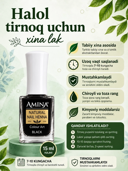 100% halol tabiiy Misr xinasi,  7–10 kun qo‘lda turadi, qizil va qora xina
