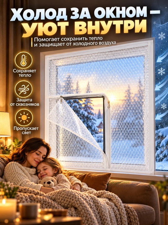 Термо шторка для окон и дверей от холода, рулонная штора с утеплителем