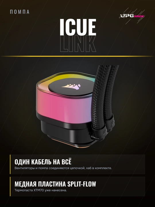 Suyuqlik bilan sovutish tizimi Corsair iCUE LINK H170i RGB, 420 mm, 3 x QX140, qora