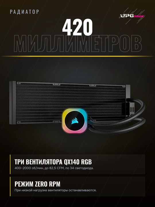 Suyuqlik bilan sovutish tizimi Corsair iCUE LINK H170i RGB, 420 mm, 3 x QX140, qora