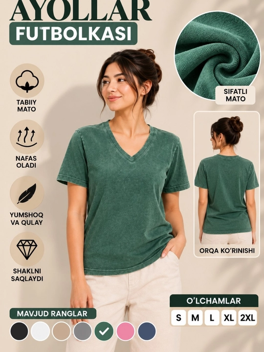 Женская одежда, футболка, 100% хлопок, s-2xl, с джинсовым эффектом - 