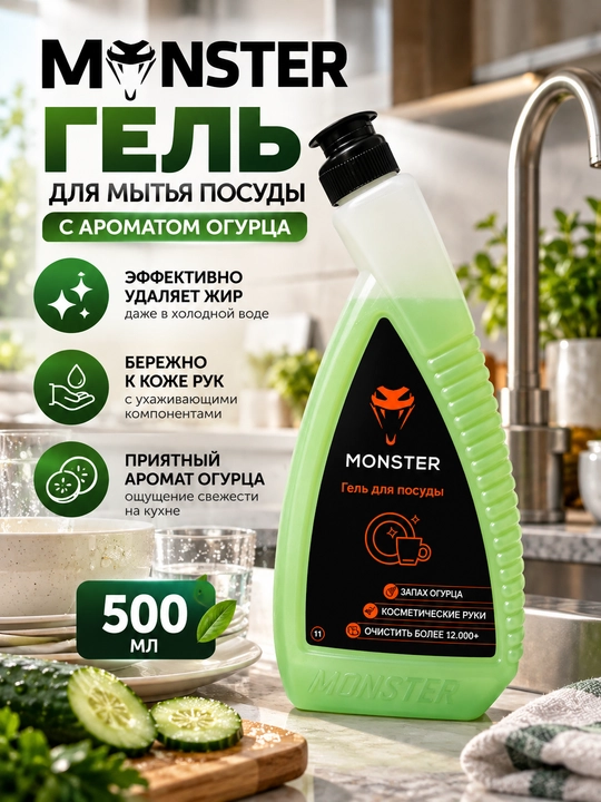 MONSTER bodring iforli idish yuvish geli, 500 ml - 