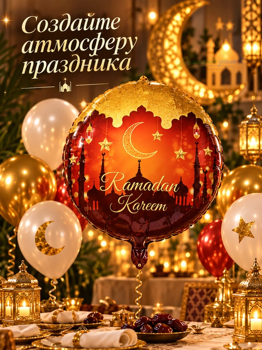 Воздушный шар Ramazon Muborak, Ramadan kareem, Eid muborak