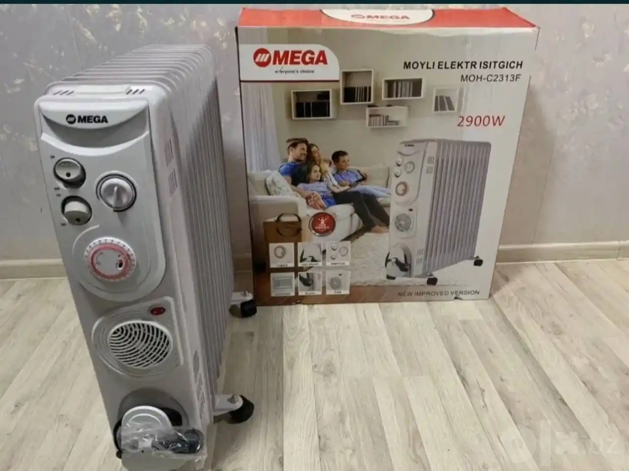 Обогреватель масляный MEGA , печка с термо обдувом + сушилка, 11 ребер, до 30 кв.м