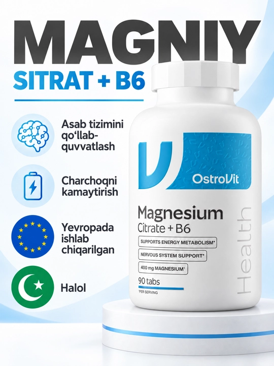 OstroVit Magniy Sitrat 400 mg + B6, 90 ta tabletka - 