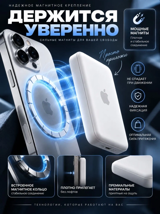 MagSafe внешний аккумулятор для iPhone, 10000 и 5 000 мАч, Power bank
