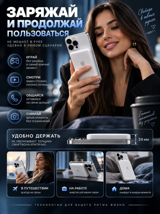 MagSafe внешний аккумулятор для iPhone, 10000 и 5 000 мАч, Power bank