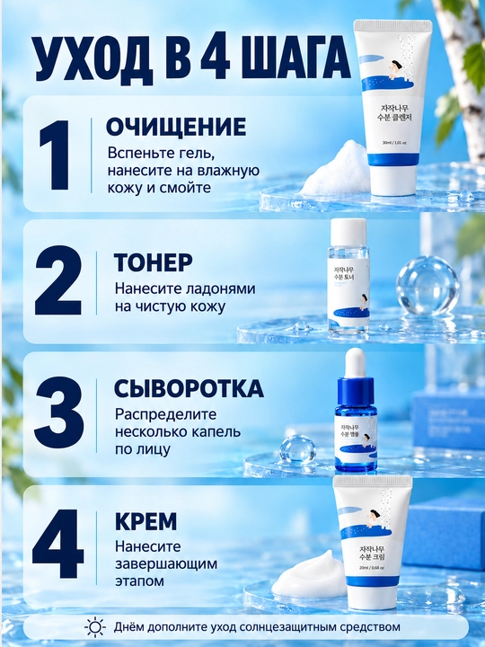 Round lab набор, увлажняющий и питательный набор для лица, Корея
