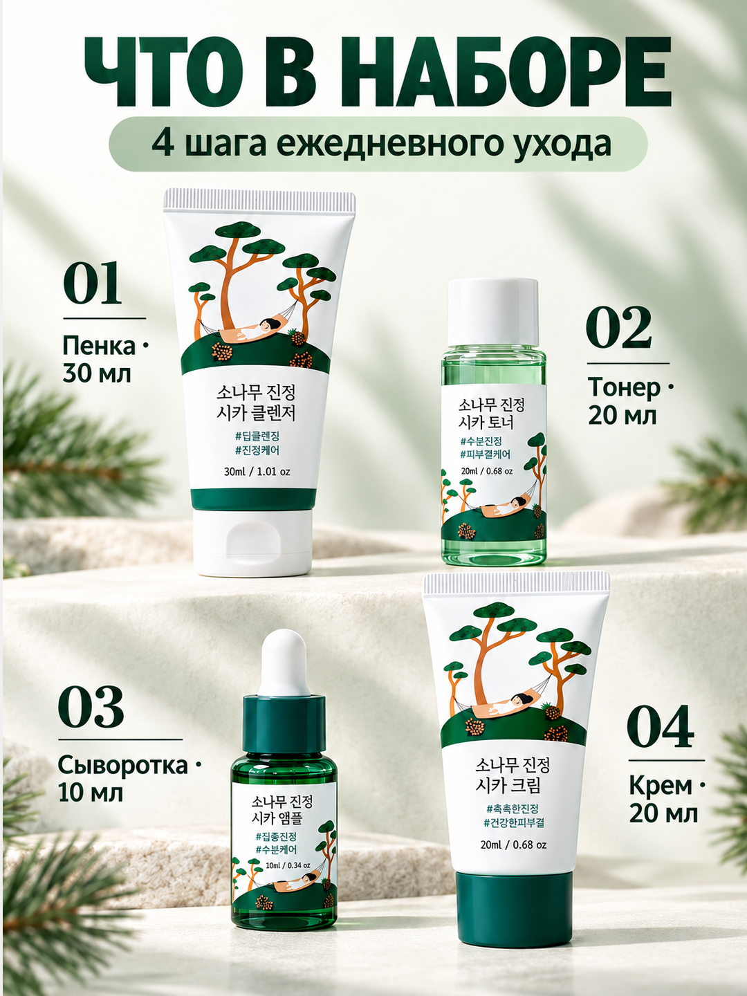 Round lab набор, увлажняющий и питательный набор для лица, Корея