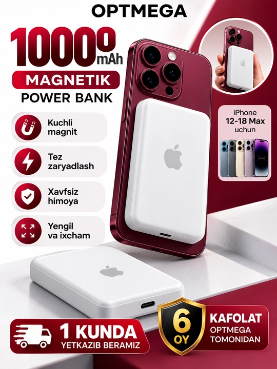 MagSafe power bank, iPhone uchun, 10.000 va 5.000 mA/h, Power bank - 