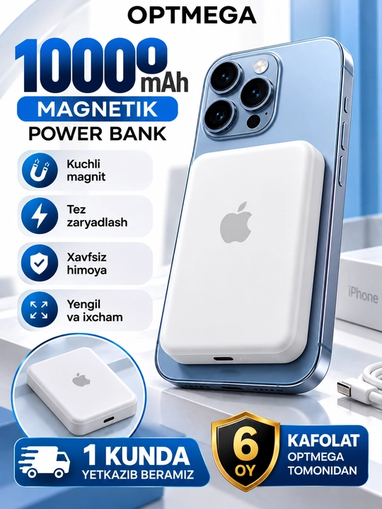 MagSafe power bank, iPhone uchun, 10.000 va 5.000 mA/h, Power bank - 