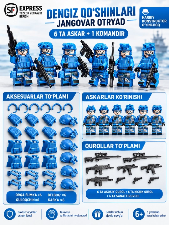 LEGO mini-figuralar, armiya, askar, o‘yinchoqlar, bolalar tovarlari, 3D konstruktorlar - 