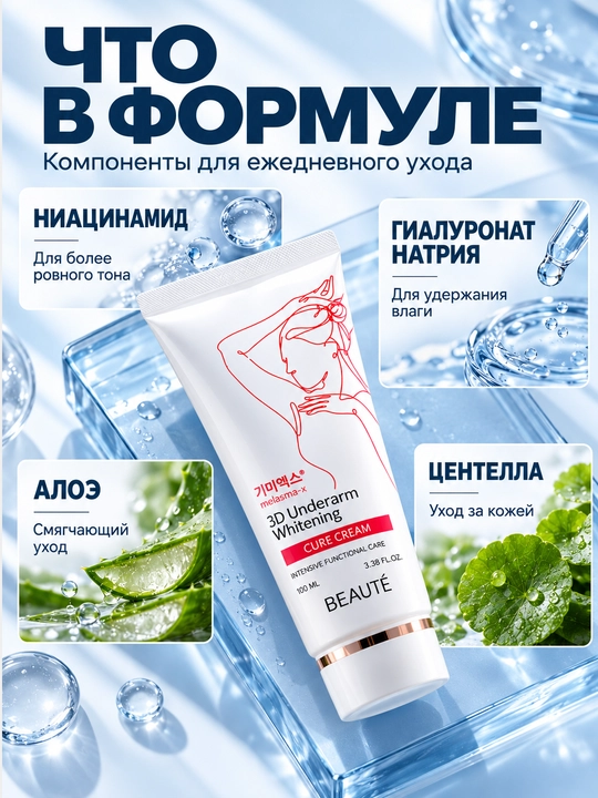 Отбеливающий крем для подмышек от темных пятен Beauty 3D Underarm Whitening Cure Cream
