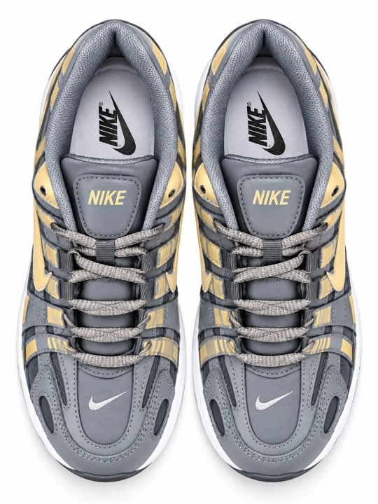 Ayollar uchun Nike P-6000 uslubidagi kulrang va oltinrang krossovkalar