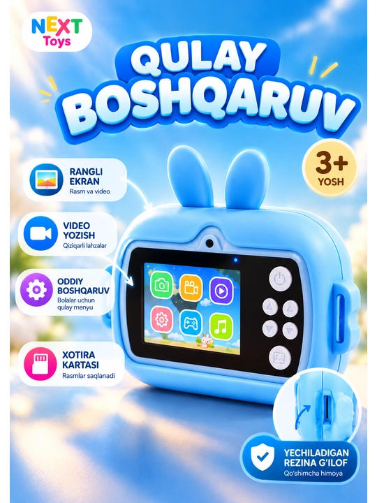 Bolalar uchun tezkor chop etuvchi raqamli fotoapparat, foto va video funksiyali kamera