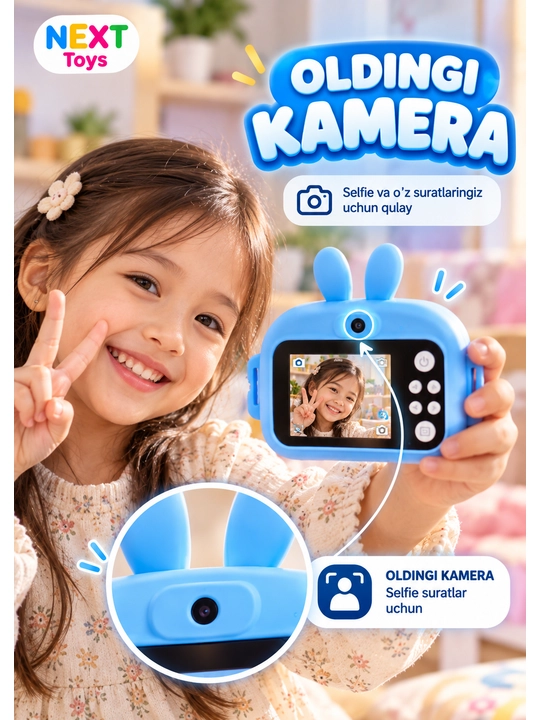 Bolalar uchun tezkor chop etuvchi raqamli fotoapparat, foto va video funksiyali kamera