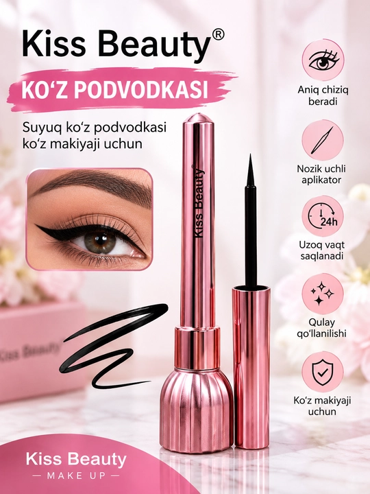 Kiss Beauty suyuq ko‘z podvodkasi, ko‘z makiyaji uchun - 