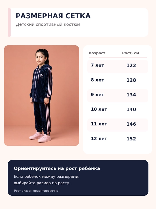 Qizlar uchun velur sport kostyumi, zamokli kapyushonli to‘plam, 7-12 yosh
