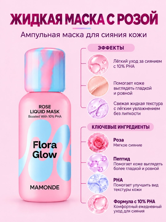 MAMONDE Flora Glow Жидкая маска с розой 80мл