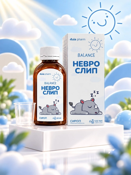 Nevroslip, melissa, passiflora, moychechak va asal bilan uyqu uchun, sirop 150 ml