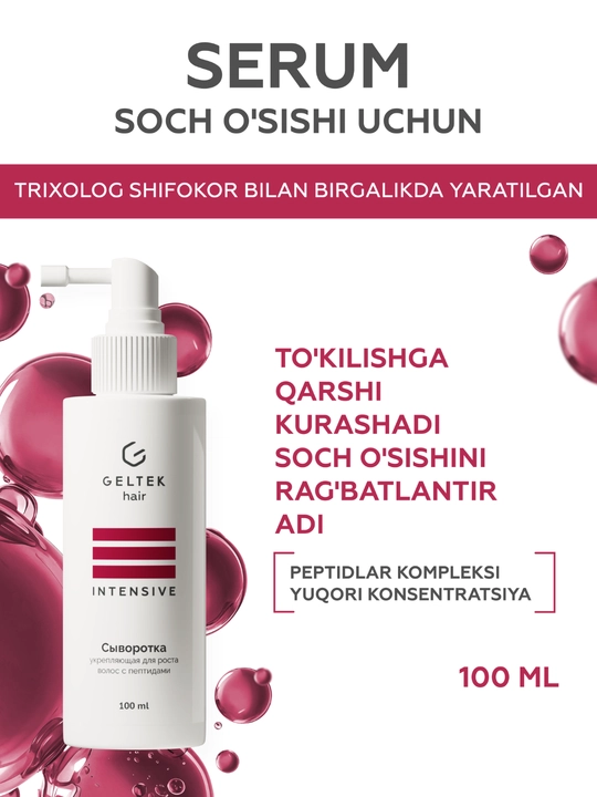 Geltek Peptidlar bilan soch o'sishini kuchaytiruvchi zardob