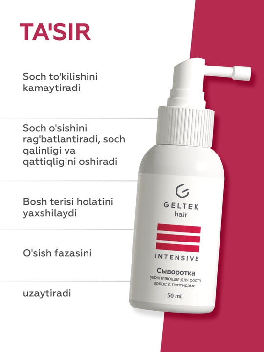 Geltek Peptidlar bilan soch o'sishini kuchaytiruvchi zardob