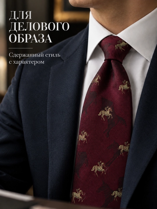 Мужской галстук с принтом лошадей