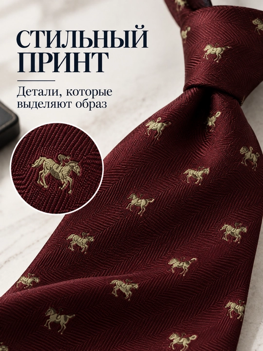 Мужской галстук с принтом лошадей