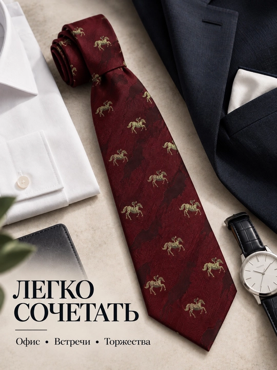 Мужской галстук с принтом лошадей