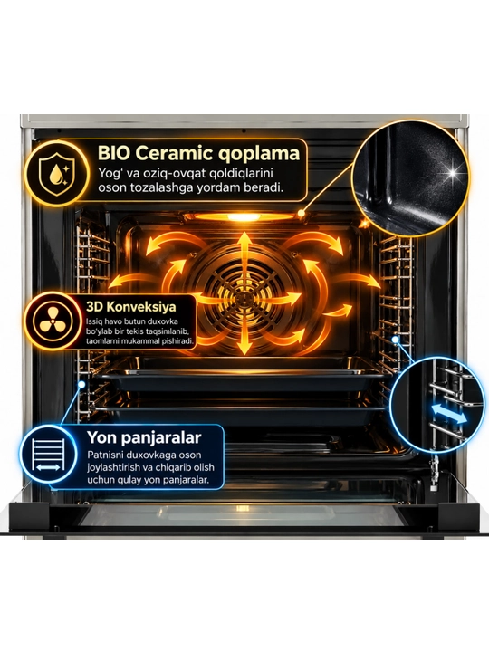 Shivaki 6403-E — комбинированная плита с 4 газовыми конфорками