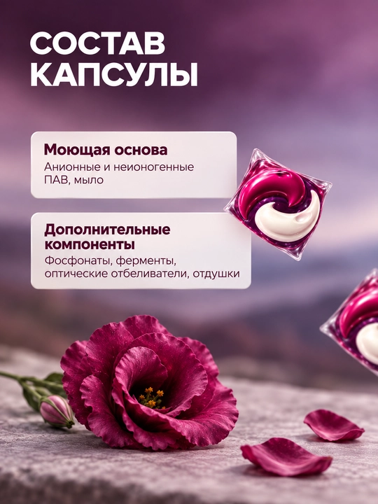 Капсулы для стирки белья BARC, 60 капсул, гипполалергенный, капсулы 3в1, порошок автомат